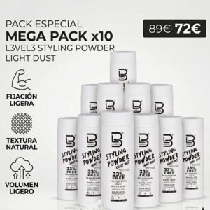 PACK X 10 POLVOS DE PEINADO FIJACIÓN LIGERA LEVEL3 30 GR